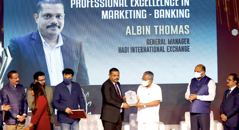 GM Mr. Albin Thomas receiving award from Hon. CM of Kerala Mr. Pinarai Vijayan